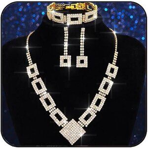Rhinestones Bridal Wedding Jewelry Sets Crystal Necklace and Earrings set